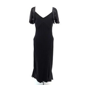 Vintage Sandra Darren Y2K beaded maxi dress Size 10 black whimsigoth fairy